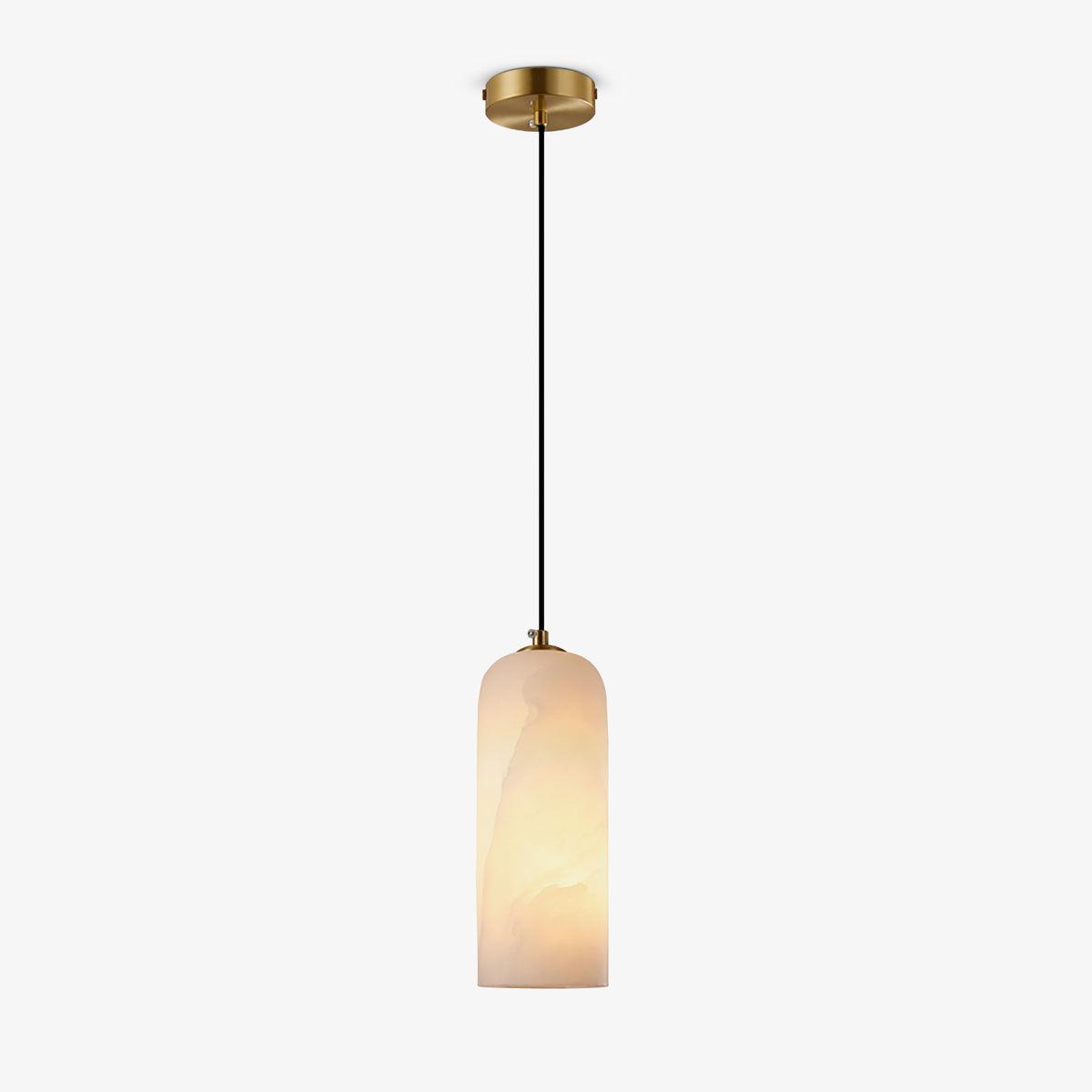 Lampa Wisząca Minimalistyczna z Kloszem Cylindrycznym z Alabastru