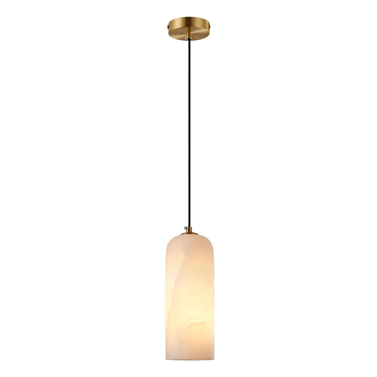 Lampa Wisząca Minimalistyczna z Kloszem Cylindrycznym z Alabastru