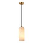 Lampa Wisząca Minimalistyczna z Kloszem Cylindrycznym z Alabastru