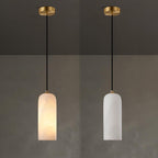 Lampa Wisząca Minimalistyczna z Kloszem Cylindrycznym z Alabastru