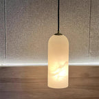 Lampa Wisząca Minimalistyczna z Kloszem Cylindrycznym z Alabastru ##POS:38##