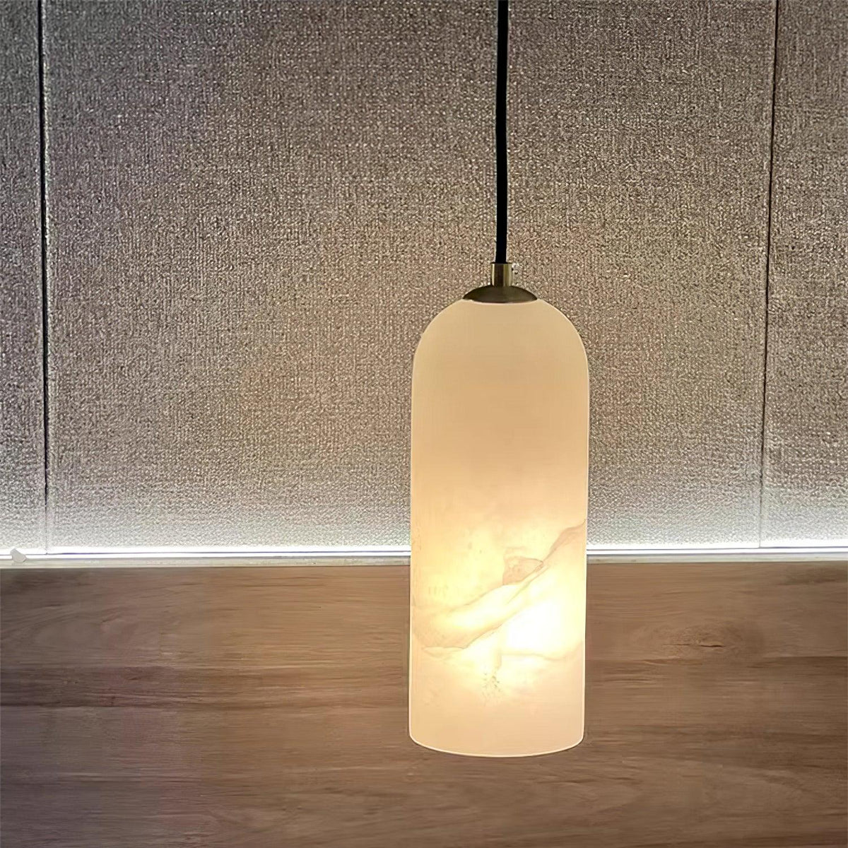 Lampa Wisząca Minimalistyczna z Kloszem Cylindrycznym z Alabastru ##POS:38##