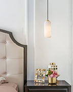 Lampa Wisząca Minimalistyczna z Kloszem Cylindrycznym z Alabastru