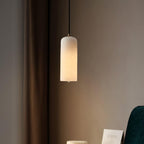 Lampa Wisząca Minimalistyczna z Kloszem Cylindrycznym z Alabastru