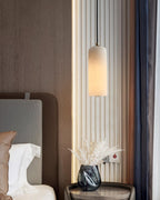 Lampa Wisząca Minimalistyczna z Kloszem Cylindrycznym z Alabastru