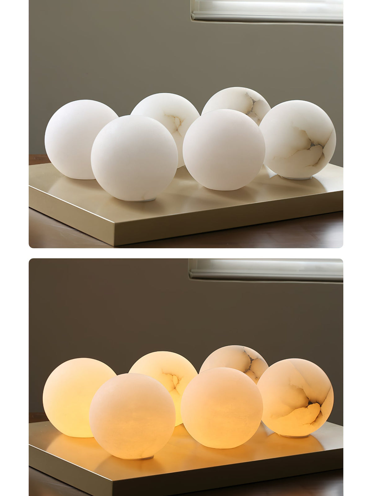 Lampa Wisząca Minimalistyczna z Kloszem w Kształcie Kuli z Alabastru