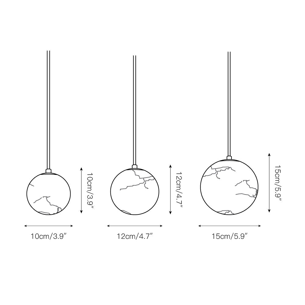 Lampa Wisząca Minimalistyczna z Kloszem w Kształcie Kuli z Alabastru