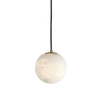 Lampa Wisząca Minimalistyczna z Kloszem w Kształcie Kuli z Alabastru