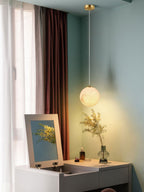 Lampa Wisząca Minimalistyczna z Kloszem w Kształcie Kuli z Alabastru ##POS:32##