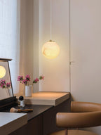 Lampa Wisząca Minimalistyczna z Kloszem w Kształcie Kuli z Alabastru