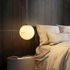 Lampa Wisząca Minimalistyczna z Kloszem w Kształcie Kuli z Alabastru
