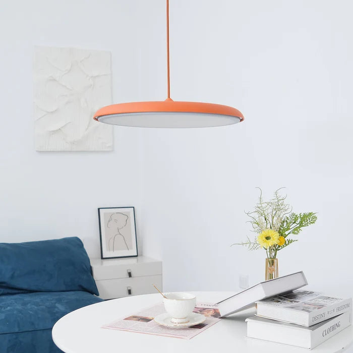 Lampa Wisząca Minimalistyczna z Okrągłym Kloszem i Wbudowanym Źródłem Światła