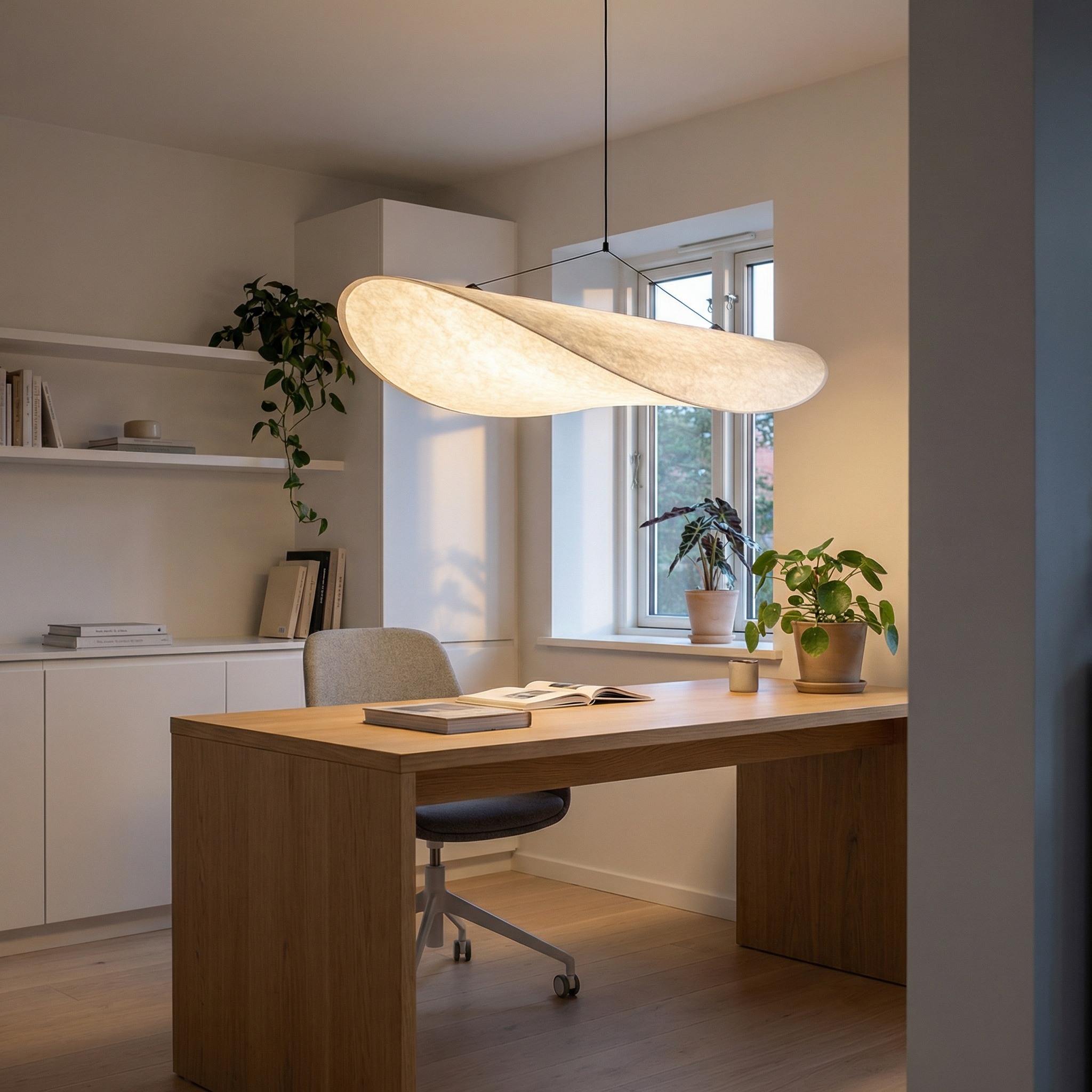Lampa Wisząca Minimalistyczna z Organicznym Kloszem