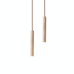 Lampa Wisząca Minimalistyczna z Trawertyn Wabi-Sabi ze Smukłym Cylindrycznym Kloszem