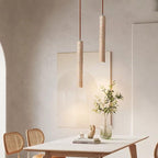 Lampa Wisząca Minimalistyczna z Trawertyn Wabi-Sabi ze Smukłym Cylindrycznym Kloszem