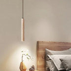 Lampa Wisząca Minimalistyczna z Trawertyn Wabi-Sabi ze Smukłym Cylindrycznym Kloszem