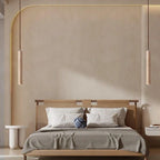 Lampa Wisząca Minimalistyczna z Trawertyn Wabi-Sabi ze Smukłym Cylindrycznym Kloszem