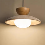 Lampa Wisząca Minimalistyczna z Trawertynem i Szklanym Kloszem