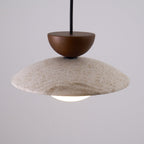 Lampa Wisząca Minimalistyczna z Trawertynem i Szklanym Kloszem