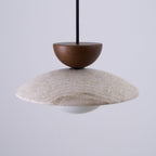 Lampa Wisząca Minimalistyczna z Trawertynem i Szklanym Kloszem