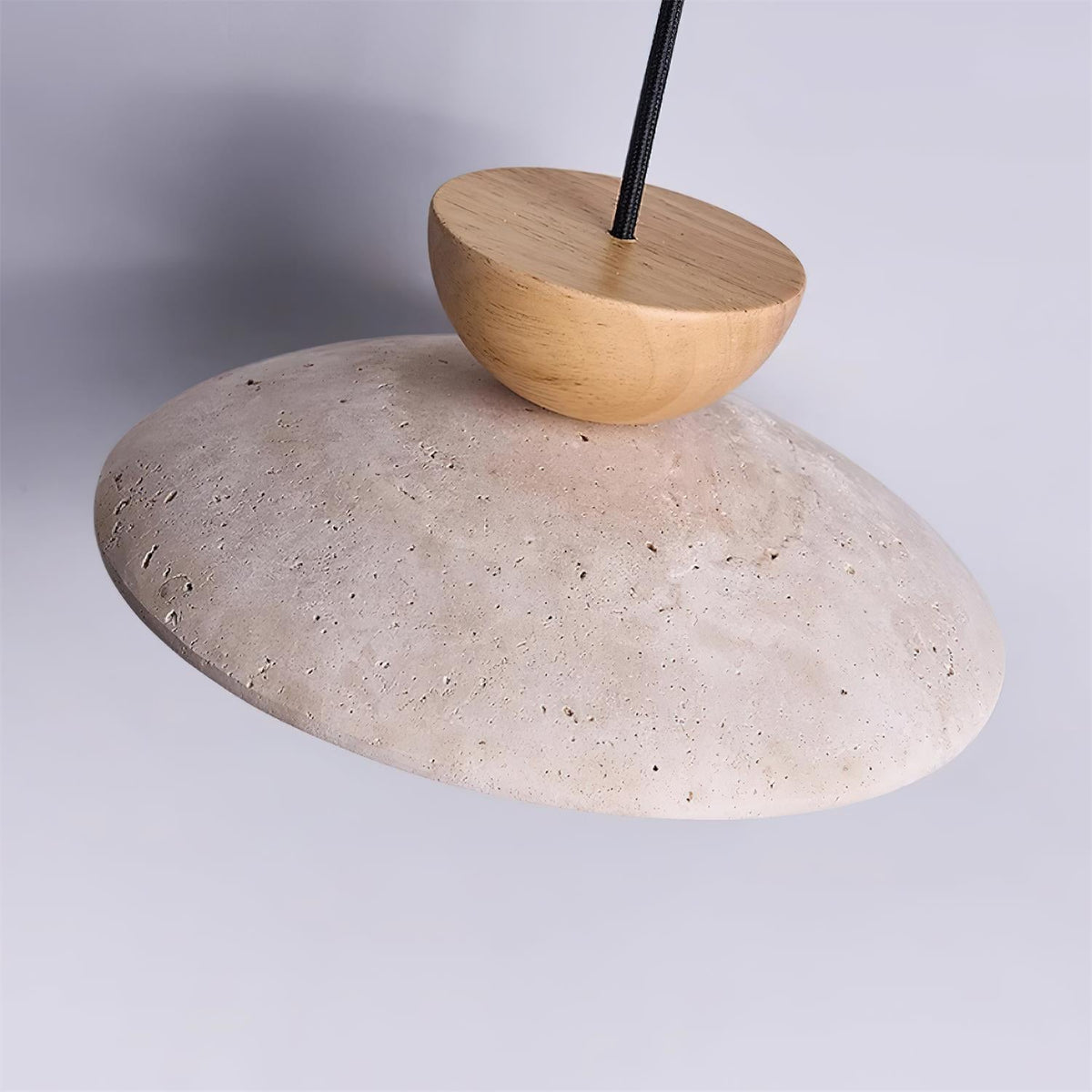 Lampa Wisząca Minimalistyczna z Trawertynem i Szklanym Kloszem