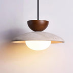 Lampa Wisząca Minimalistyczna z Trawertynem i Szklanym Kloszem