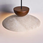 Lampa Wisząca Minimalistyczna z Trawertynem i Szklanym Kloszem