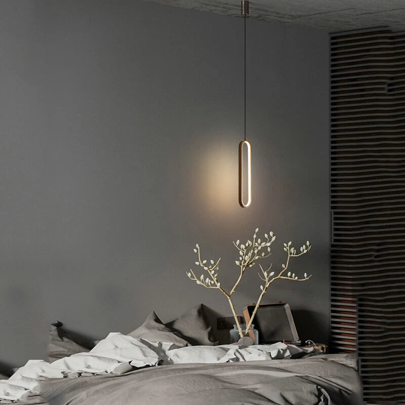 Lampa Wisząca Minimalistyczna z Wbudowanym LED i Owalnym Kloszem