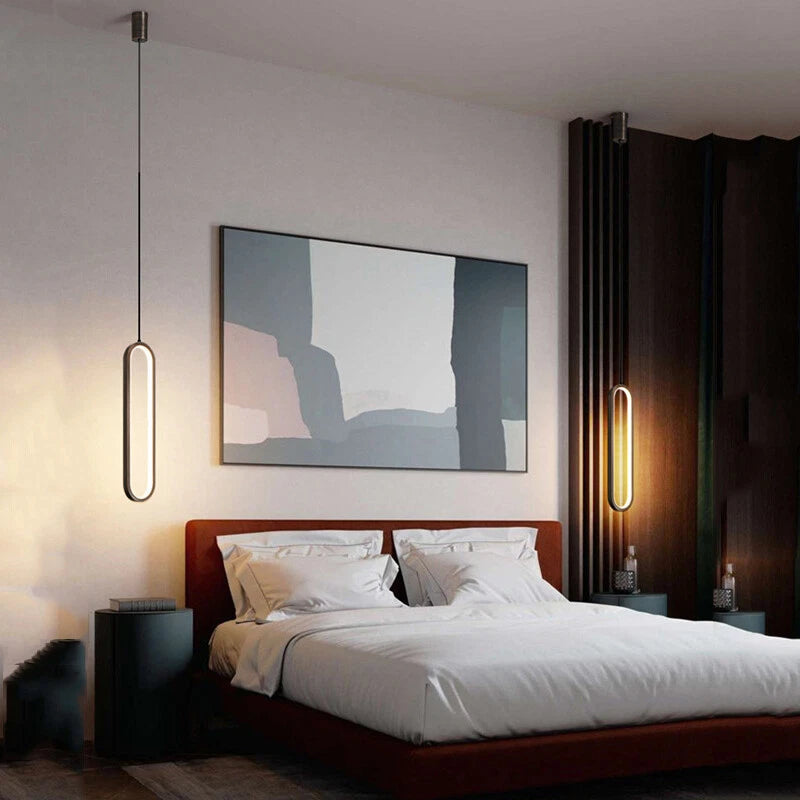 Lampa Wisząca Minimalistyczna z Wbudowanym LED i Owalnym Kloszem