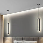 Lampa Wisząca Minimalistyczna z Wbudowanym LED i Owalnym Kloszem
