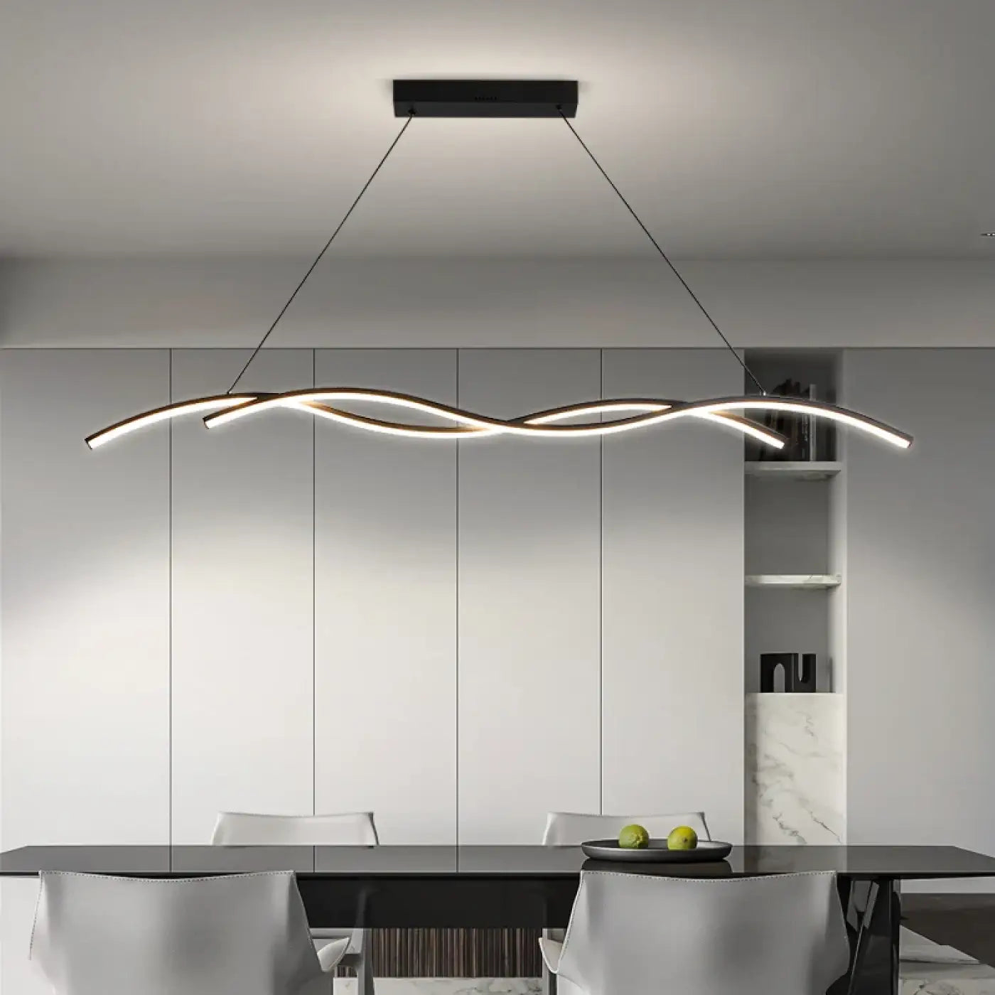 Lampa Wisząca Minimalistyczna z Zintegrowanym Oświetleniem w Kształcie Fali