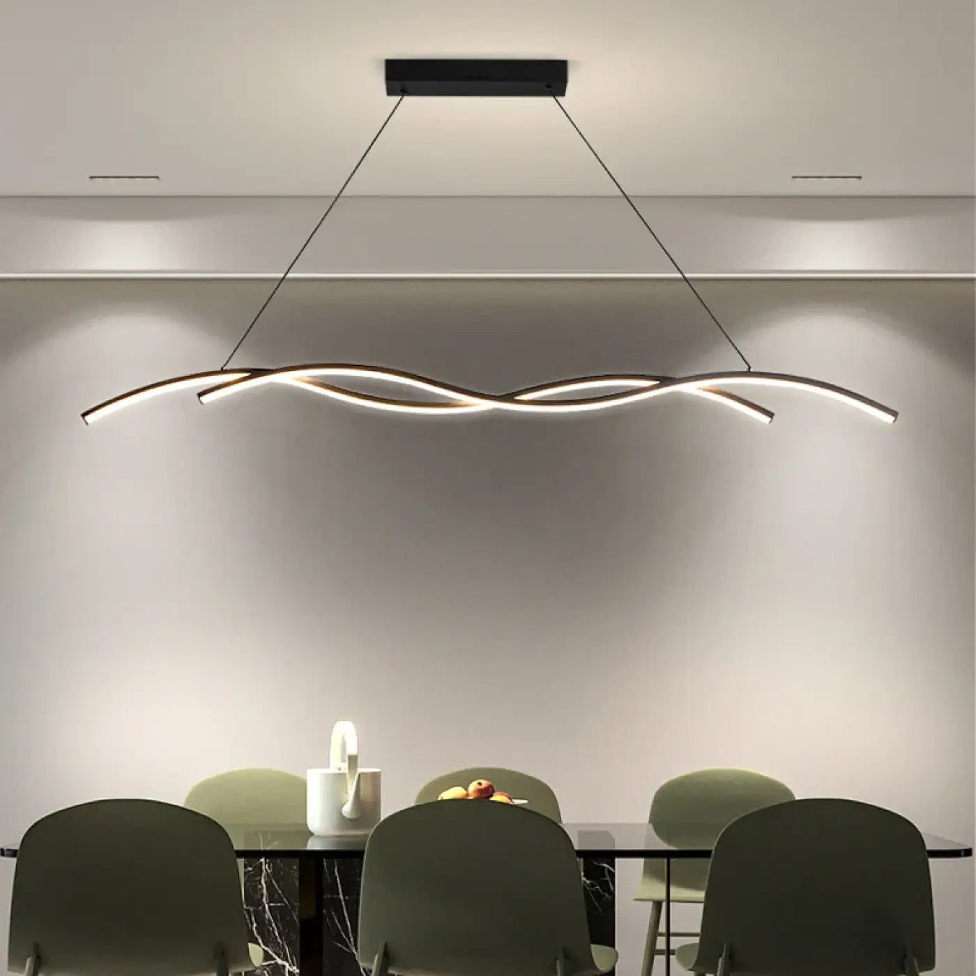Lampa Wisząca Minimalistyczna z Zintegrowanym Oświetleniem w Kształcie Fali