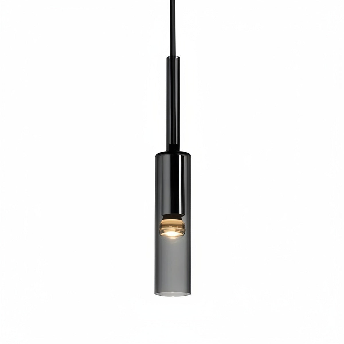 Lampa Wisząca Minimalistyczna ze Szklanym Kloszem Cylindrycznym