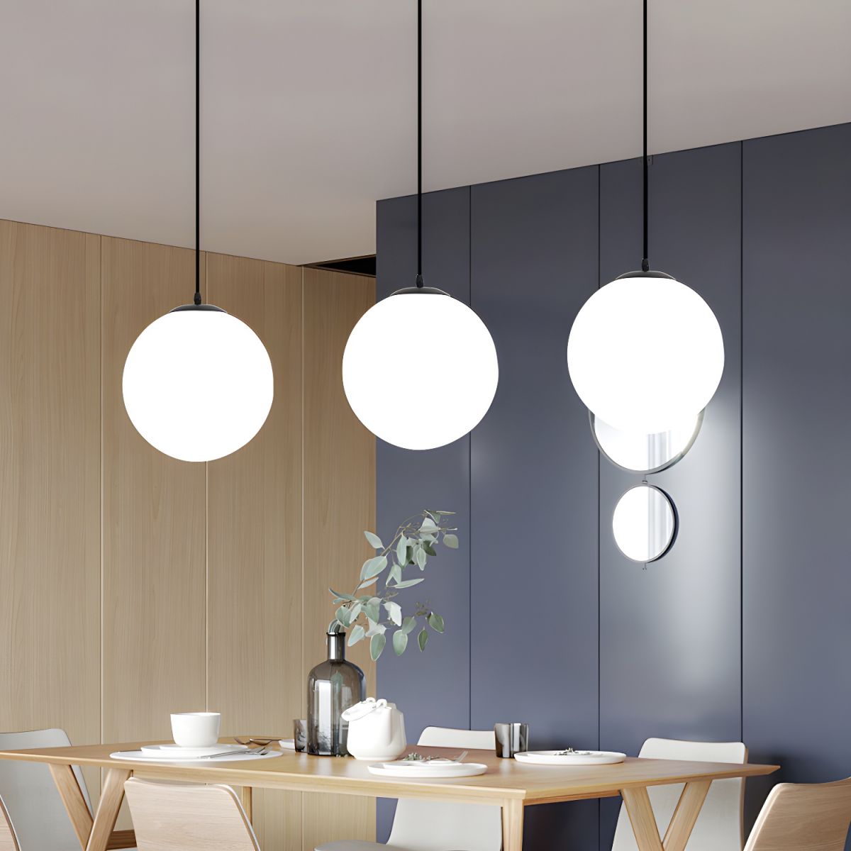 Lampa Wisząca Minimalistyczna ze Szklanym Kloszem Kulistym