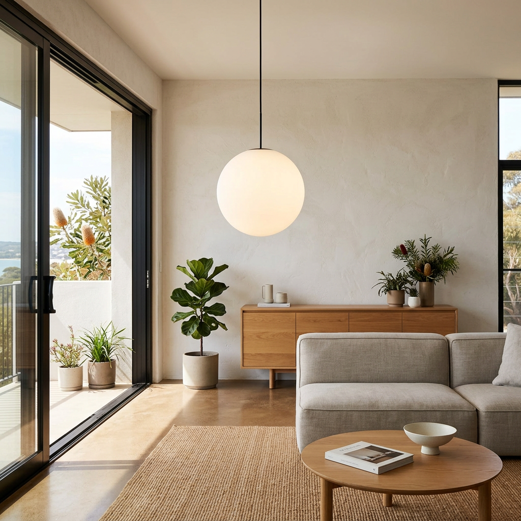 Lampa Wisząca Minimalistyczna ze Szklanym Kloszem w Kształcie Kuli