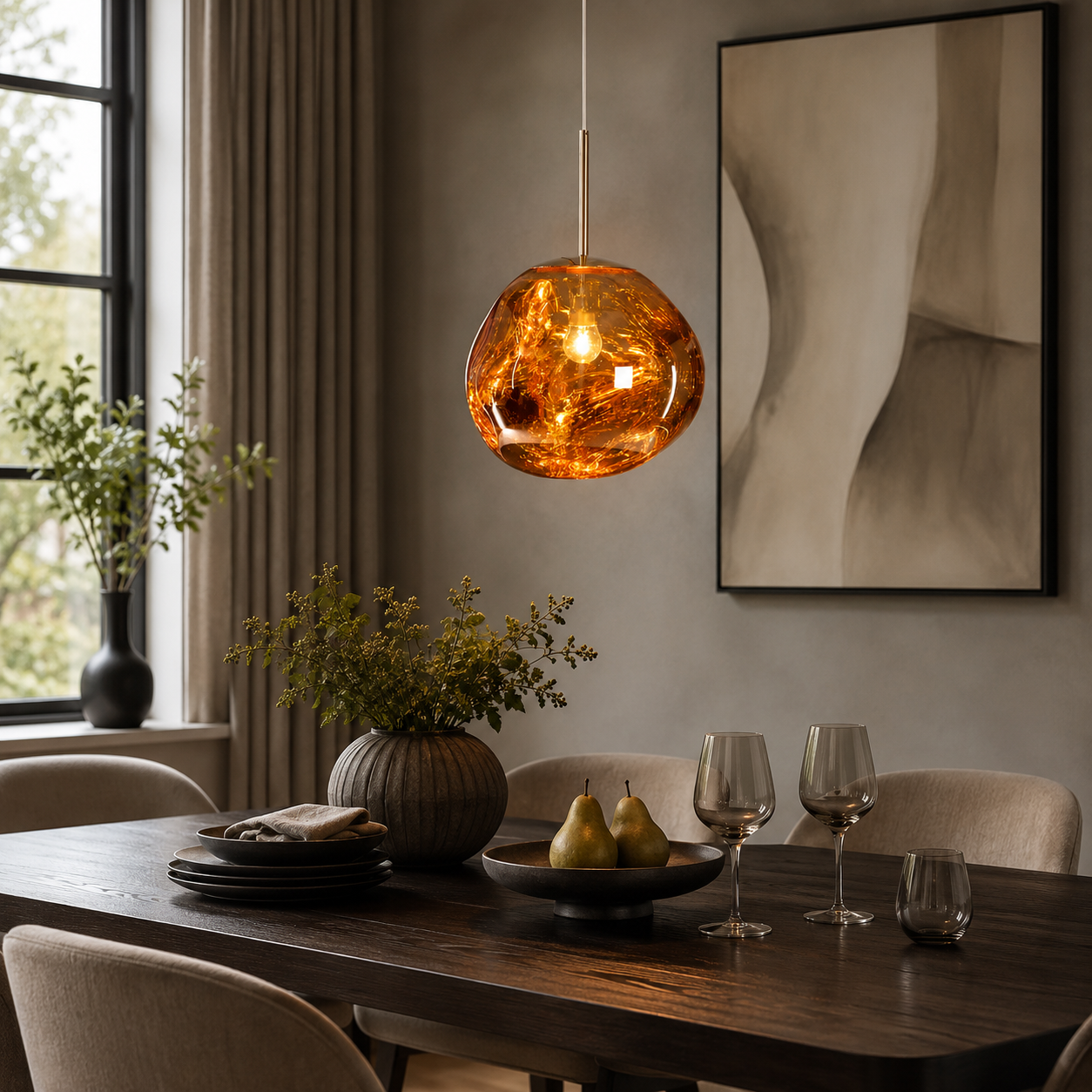 Lampa Wisząca Modern z Organicznym Kloszem Szklanym ##POS:3##