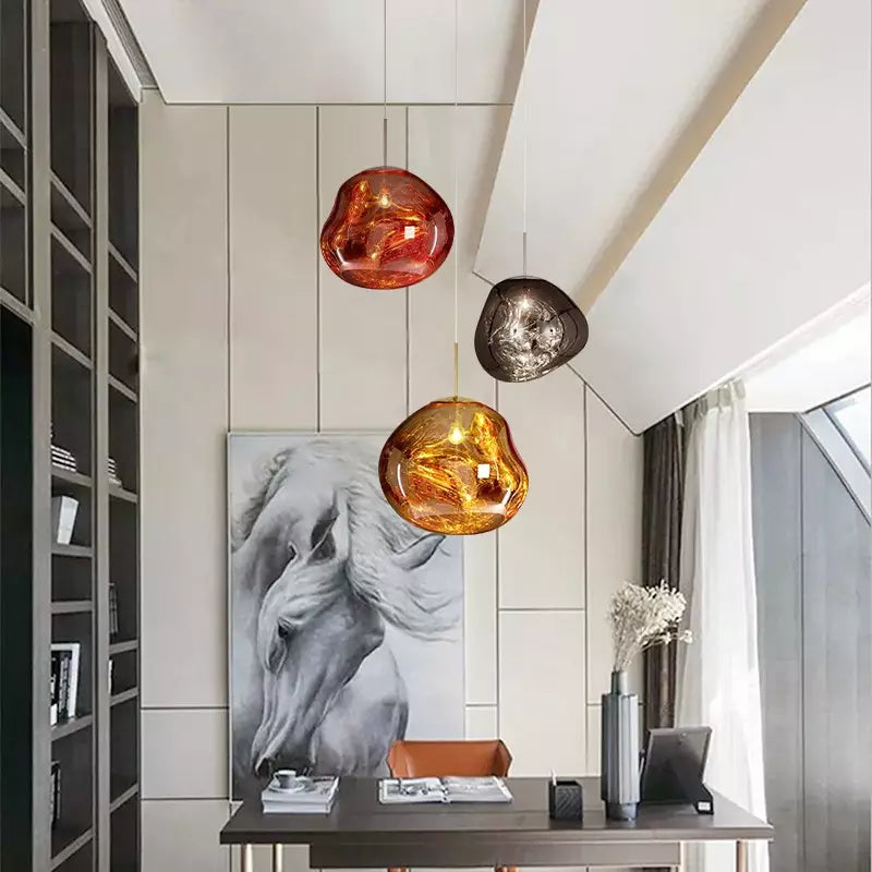 Lampa Wisząca Modern z Organicznym Kloszem Szklanym