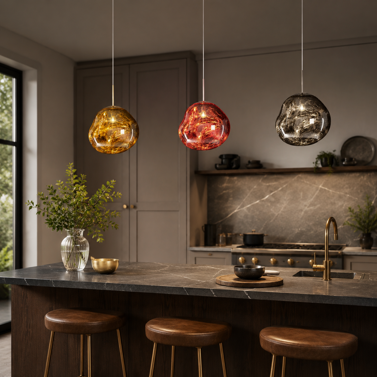 Lampa Wisząca Modern z Organicznym Kloszem Szklanym