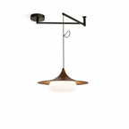 Lampa Wisząca Modernistyczna z Ruchomym Ramieniem i Kloszem ze Szkła Mlecznego