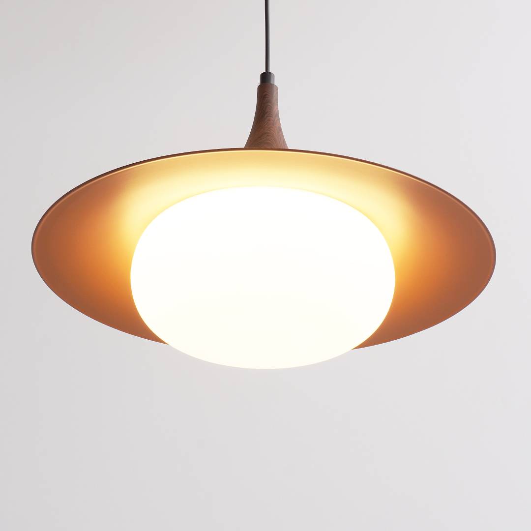 Lampa Wisząca Modernistyczna z Ruchomym Ramieniem i Kloszem ze Szkła Mlecznego