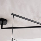 Lampa Wisząca Modernistyczna z Ruchomym Ramieniem i Kloszem ze Szkła Mlecznego