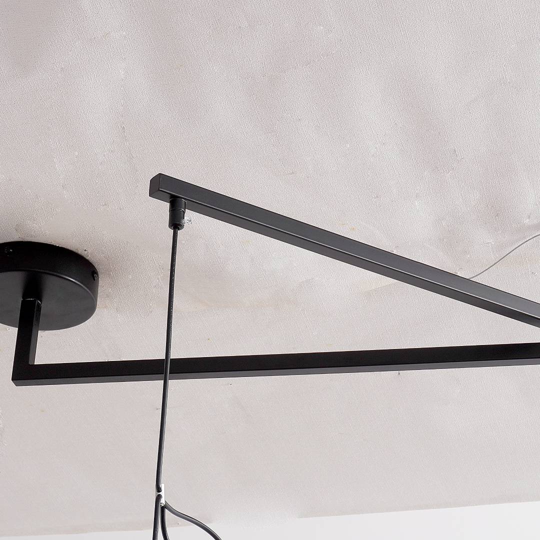 Lampa Wisząca Modernistyczna z Ruchomym Ramieniem i Kloszem ze Szkła Mlecznego
