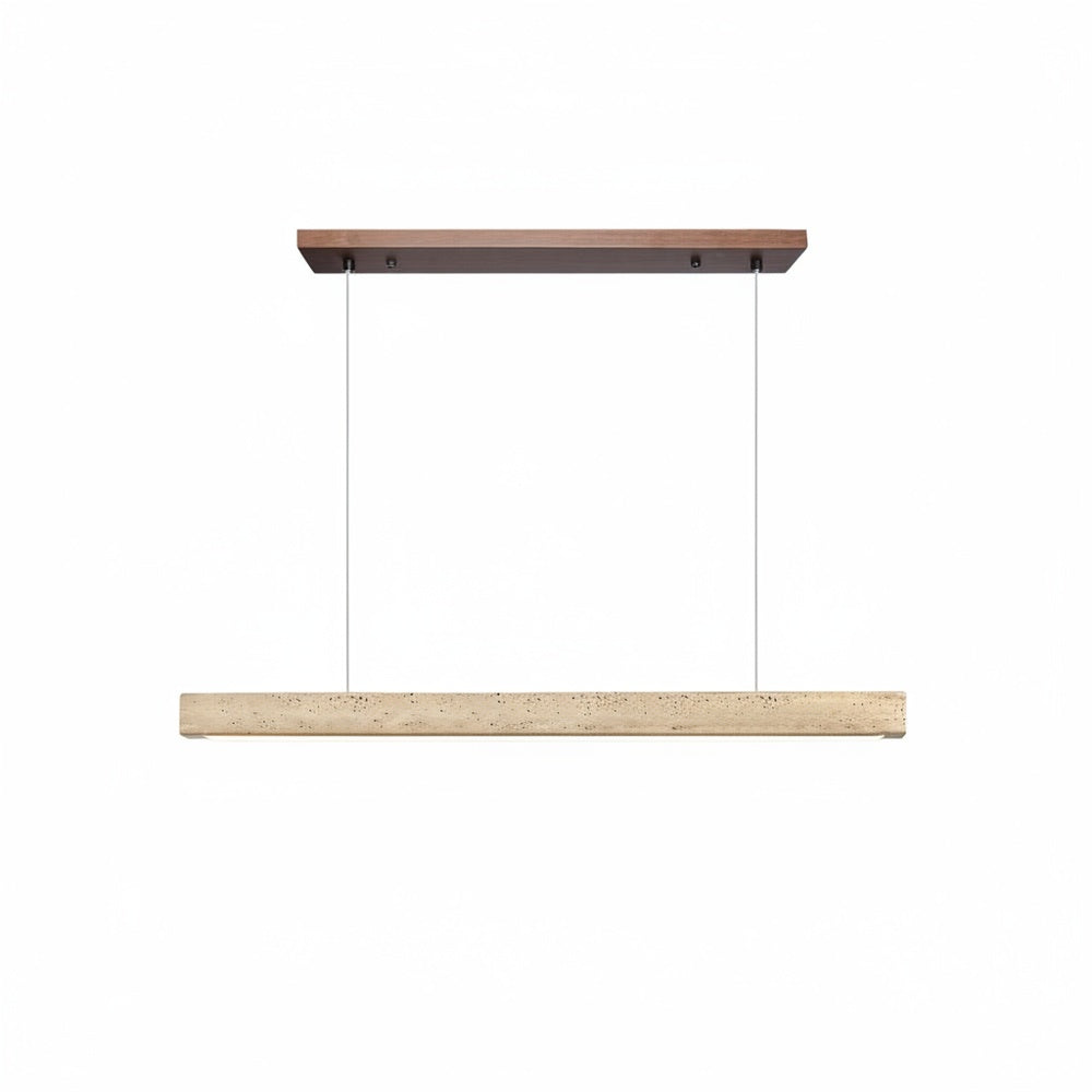 Lampa Wisząca Modernistyczna z Trawertynem i Drewnem nad Stół