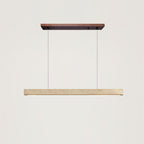 Lampa Wisząca Modernistyczna z Trawertynem i Drewnem nad Stół ##POS:12##