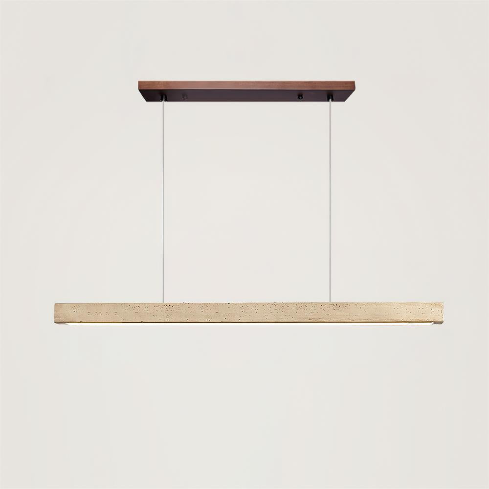 Lampa Wisząca Modernistyczna z Trawertynem i Drewnem nad Stół ##POS:14##