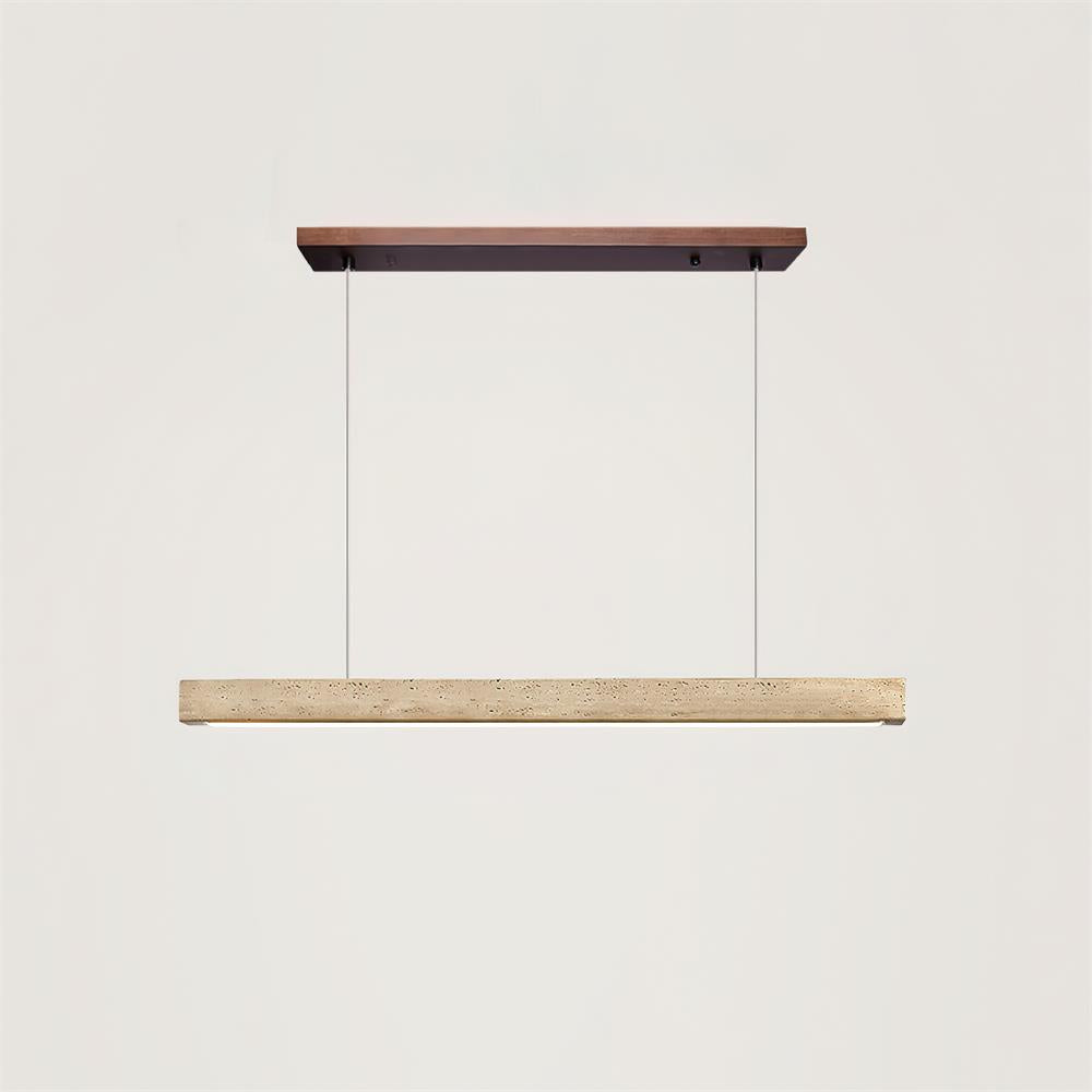 Lampa Wisząca Modernistyczna z Trawertynem i Drewnem nad Stół ##POS:2##