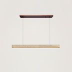 Lampa Wisząca Modernistyczna z Trawertynem i Drewnem nad Stół ##POS:2##