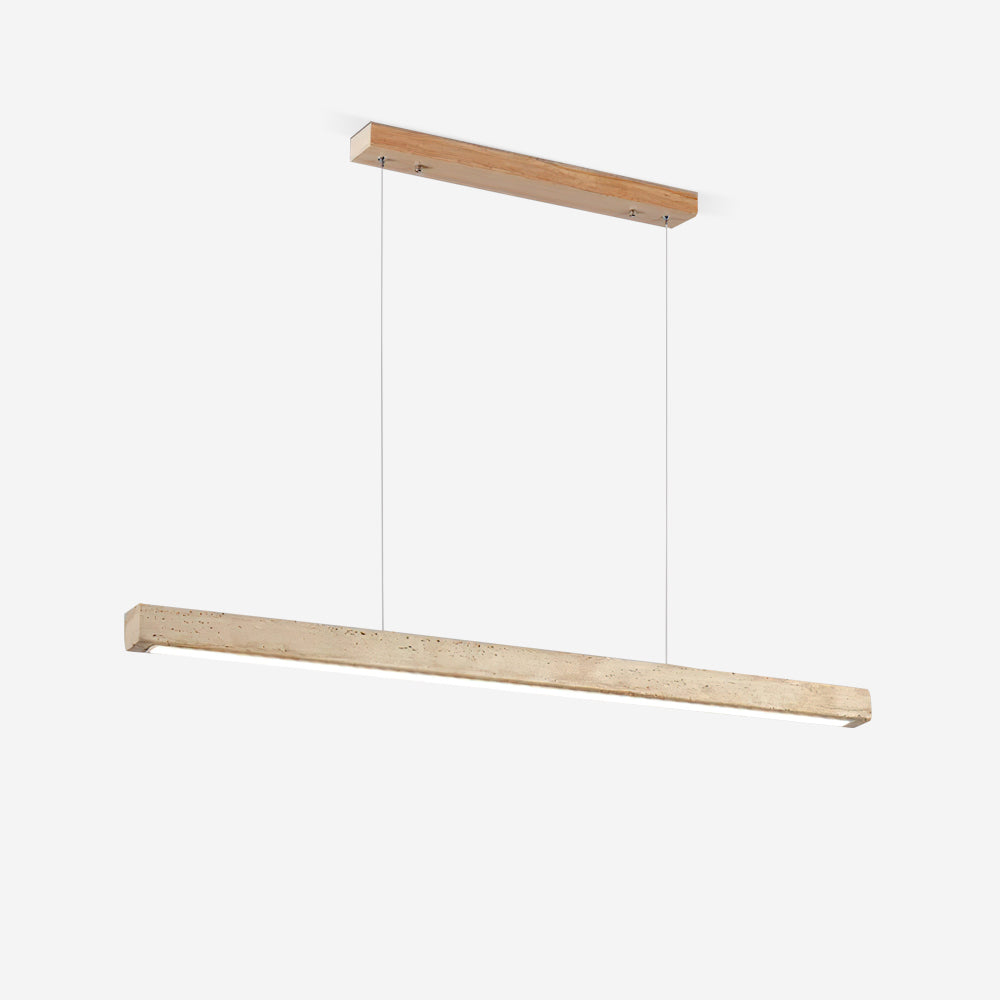 Lampa Wisząca Modernistyczna z Trawertynem i Drewnem nad Stół