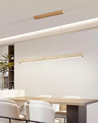 Lampa Wisząca Modernistyczna z Trawertynem i Drewnem nad Stół