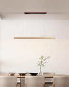 Lampa Wisząca Modernistyczna z Trawertynem i Drewnem nad Stół ##POS:5##